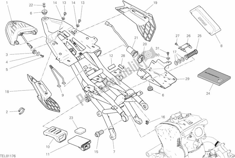 All parts for the Rear Frame Comp. Of the Ducati Supersport S Brasil 937 2020
